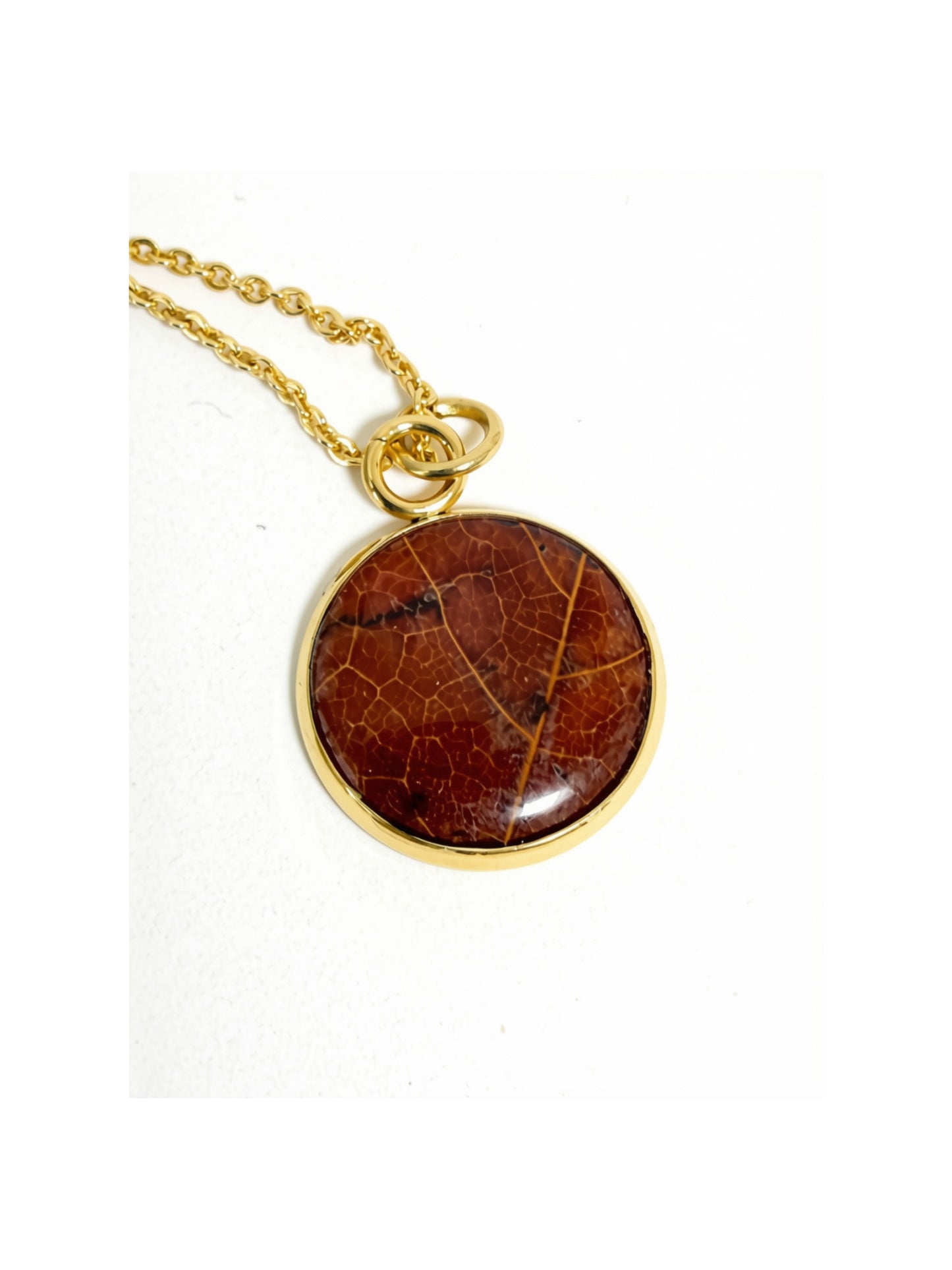 Pressed Maple Leaf Necklace, 18K Gold Plated Chain