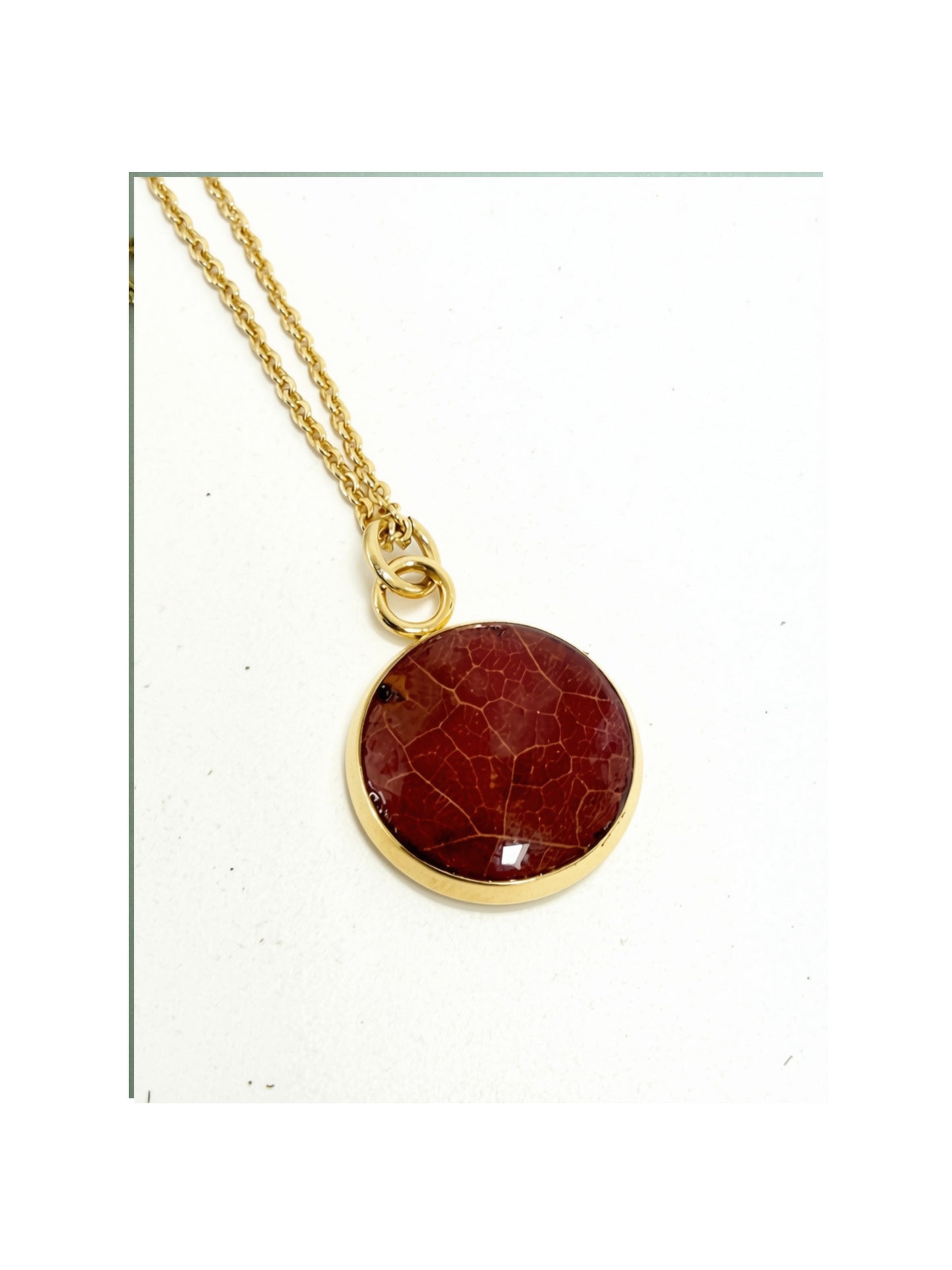 Pressed Maple Leaf Necklace, 18K Gold Plated Chain