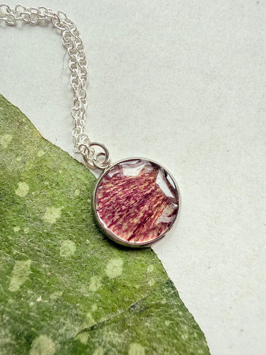 Pressed Floral Necklace - Hellebore and Sterling Silver Plated Chain