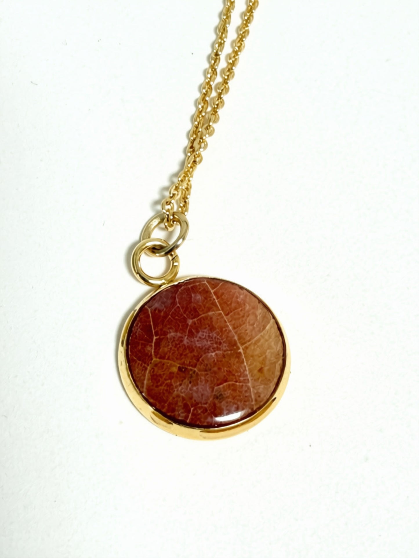 Pressed Maple Leaf Necklace, 18K Gold Plated Chain